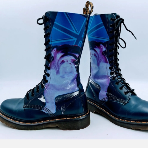 VTG DR MARTENS BULLDOG BRITISH FLAG BOOTS US 7  MADE IN ENGLAND 14 EYE 1914 TALL - Picture 3 of 14